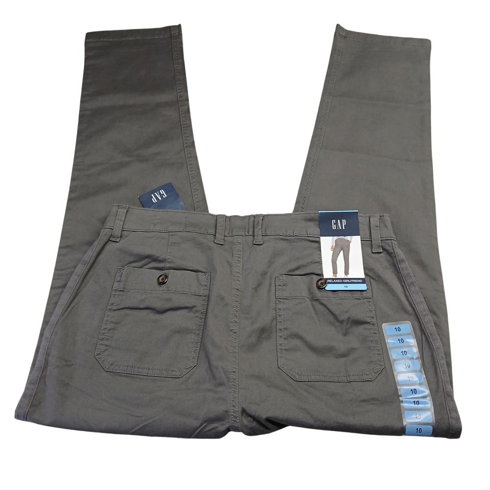 GAP Relaxed Girlfriend Chino Pants Womens 10 Tornado Grey QLP1205S New With Tags